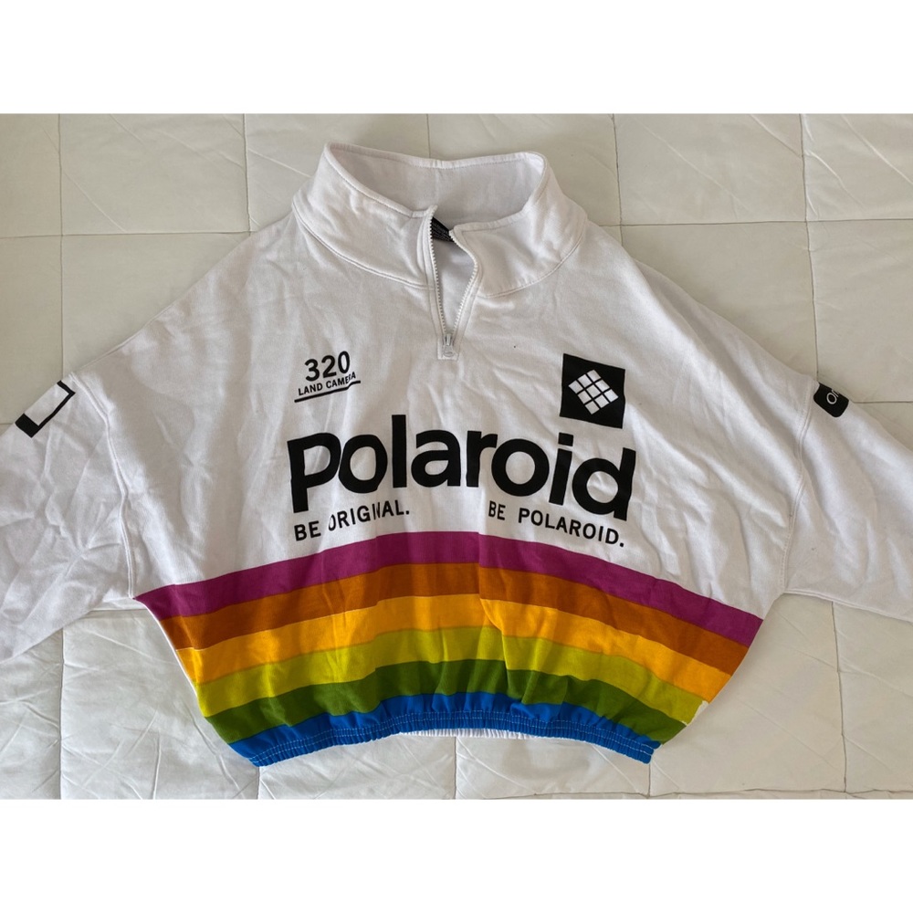 cropped polaroid quarterzip sweatshirt